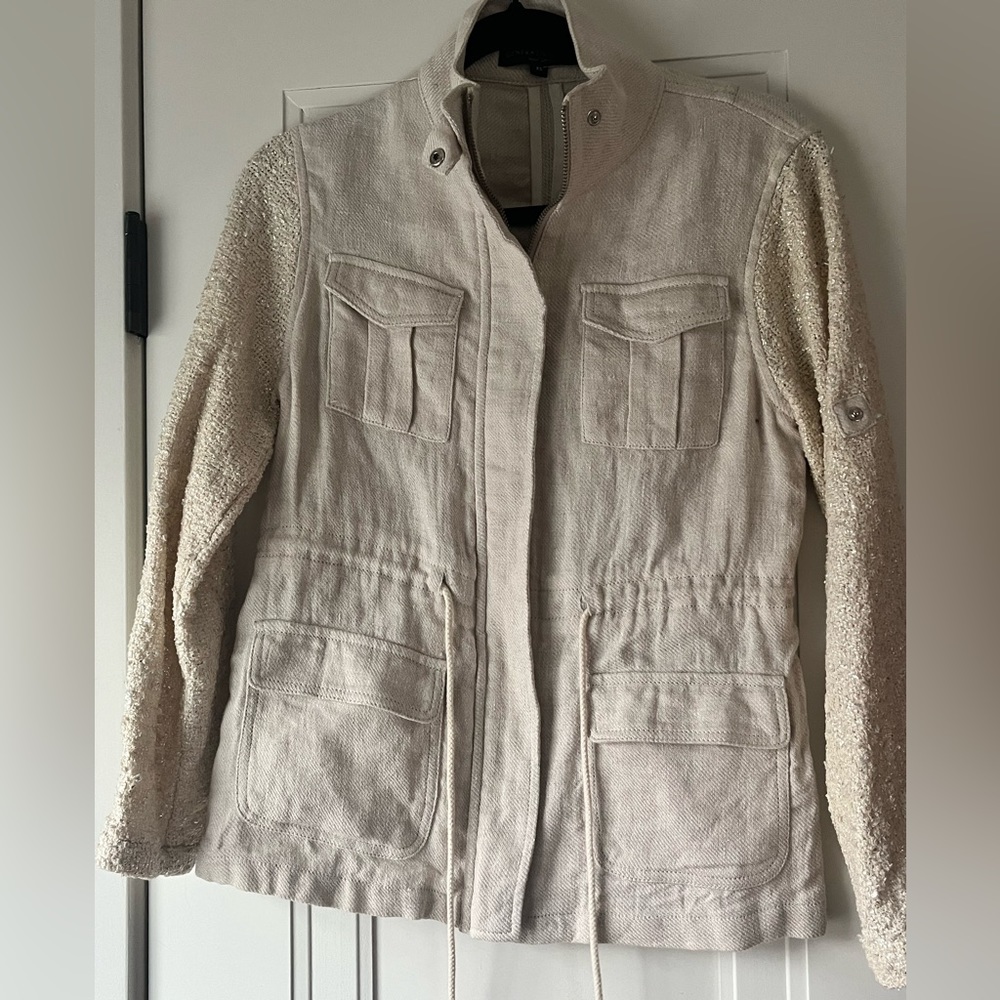 Generation Love 100% Cotton Drawstring Waist Cream Neutral Jacket Size XS